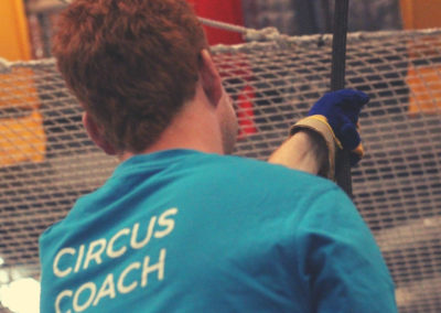 Circus coach pulling lines at Flying Trapeze Circus Arts Byron Bay